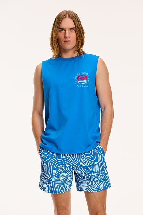 BEYOND THE BLUES SLEEVELESS T-SHIRT SKYDIVE BLUE 1