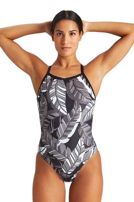 W TROPICALS LIGHT DROP BACK ONE PIECE BLACK-BLACK MULTI 1