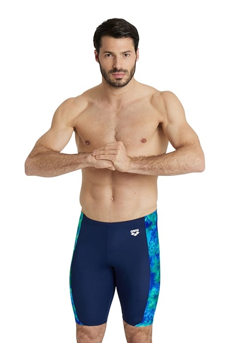MEN'S SWIM JAMMER ALLOVER NAVY-NEON BLUE MULTI 1