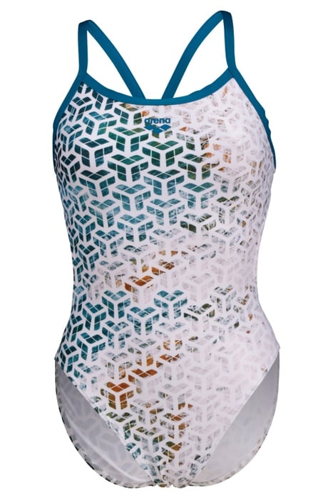 WOMEN'S ARENA PLANET WATER SWIMSUIT CHAL BLUE COSMO-WHITE MU 4