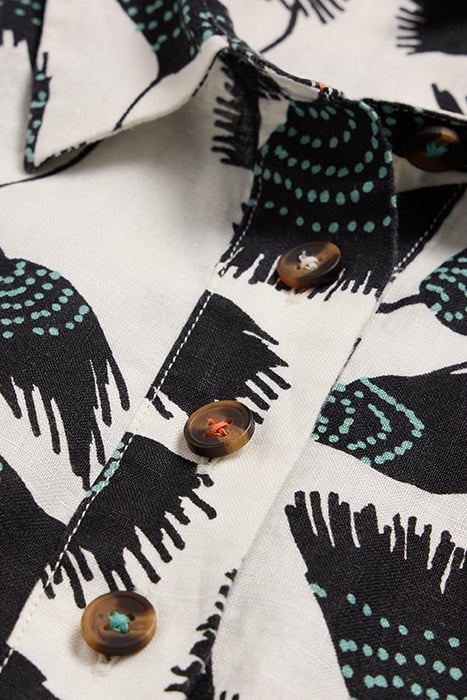 EVELYN SLEEVELE LINEN TUNIC BLACK PRINTED 3