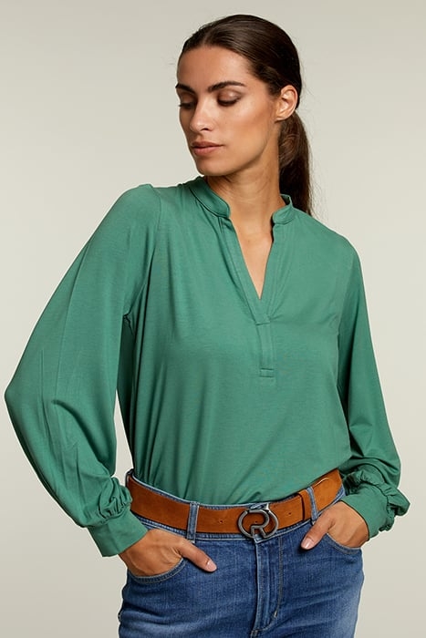 GREEN V-NECK T-SHIRT BALLOON SLEEVES 1