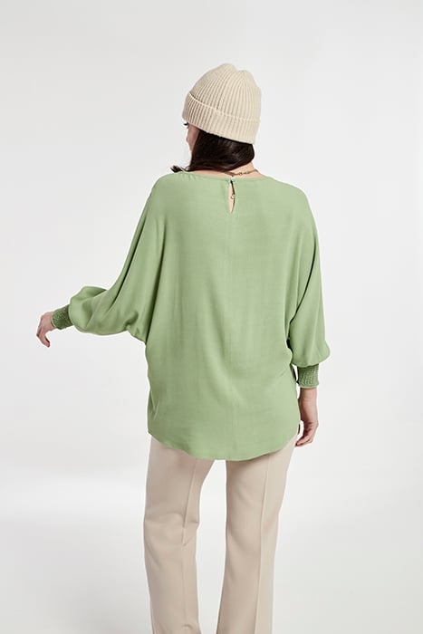 CREPE VISCOSE DRAWSTRING WAIST TOP GREEN 2