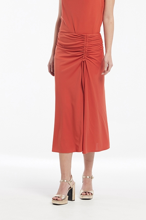 SMOOTH KNIT DRAPED SKIRT ORANGE 1