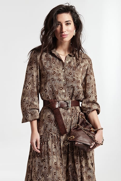 PRINTED VISCOSE TURIN DRESS BROWN 4