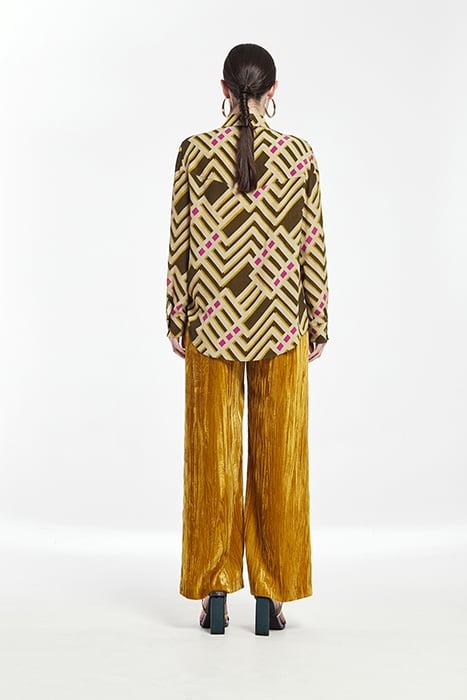 PRINT VISCOSE BASIC SHIRT GREEN 2