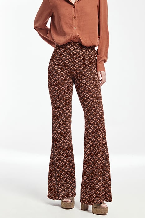 PRINTING LUREX KNITWEAR ZOTA FLARED TROUSERS BROWN 1