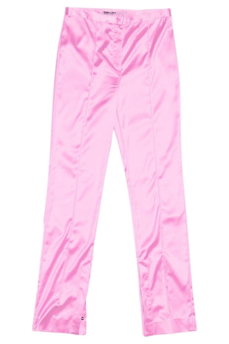 BUBBLE GUM PINK STRAIGHT-CUT SATIN-EFFECT SUIT PANT 3