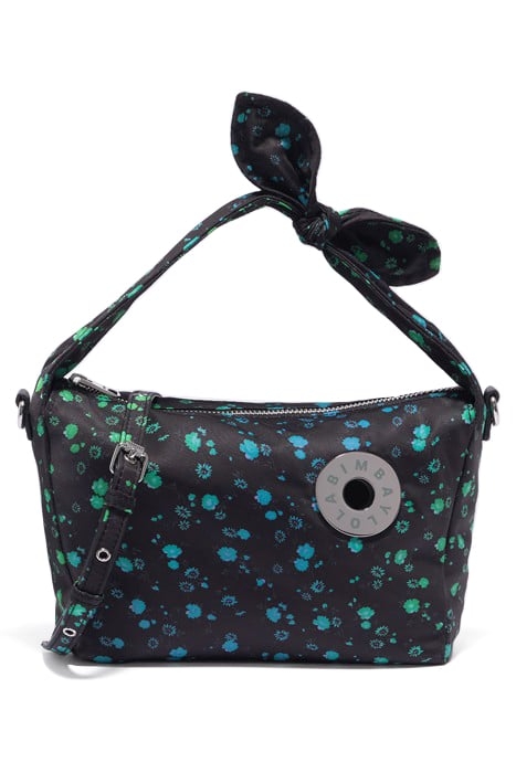 M BLACK RAINBOW FLOWERS NYLON HOBO BAG 1