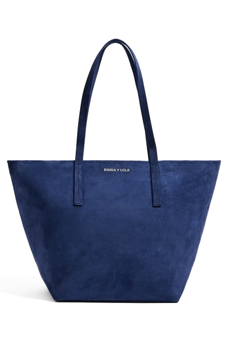 L DARK BLUE SUEDE SHOPPER BAG 1