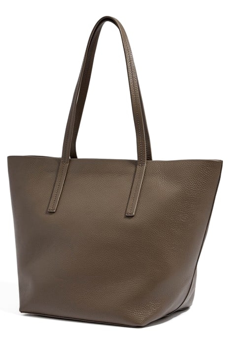 L TAUPE LEATHER SHOPPER BAG 2