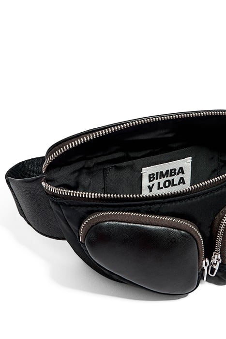MINI BLACK LEATHER POCKET BUMBAG 3