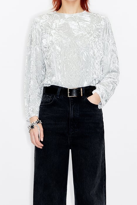 LIGHT GRAY VELVET BLOUSE 1