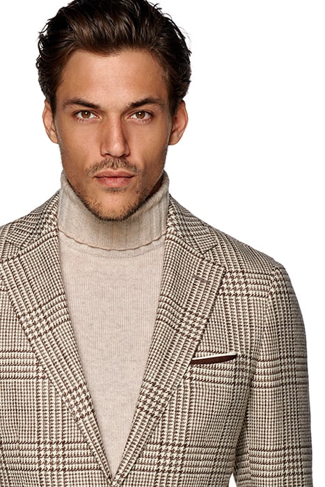 MID BROWN CHECKED TAILORED FIT HAVANA BLAZER 5