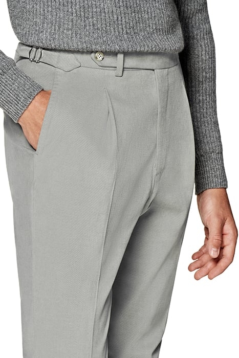 GREY TWILL SLIM LEG TAPERED TROUSERS 5