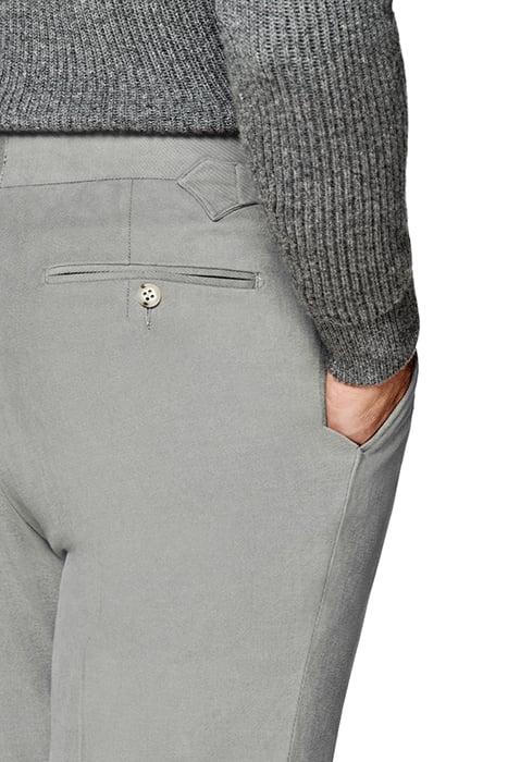 GREY TWILL SLIM LEG TAPERED TROUSERS 6
