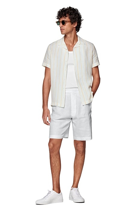 YELLOW STRIPED CAMP COLLAR SLIM FIT SHIRT 5