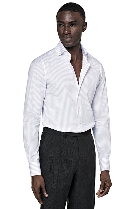 PURPLE STRIPED POPLIN EXTRA SLIM FIT SHIRT 1