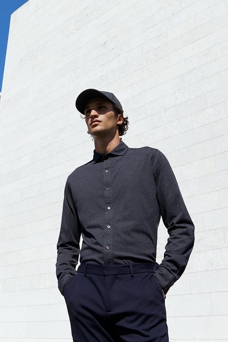 BARTON | TAILORED JERSEY SHIRT ANTHRACITE MELANGE 2