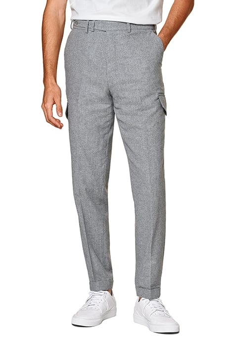 LIGHT GREY WIDE LEG TAPERED TROUSERS 1