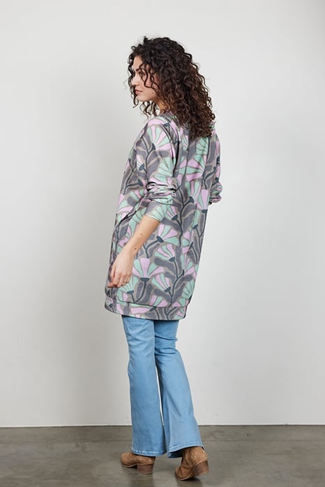 SWEAT DRESS CHILLY PRINT SAND WITH COSMIC FLOWER PRINT 2