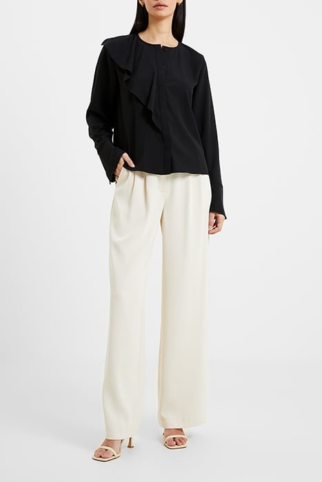 CREPE LIGHT ASYMM FRILL SHIRT BLACK 2