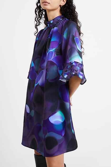 EVA HARLOW FLUTED SLEEVE DRESS BLUE 4