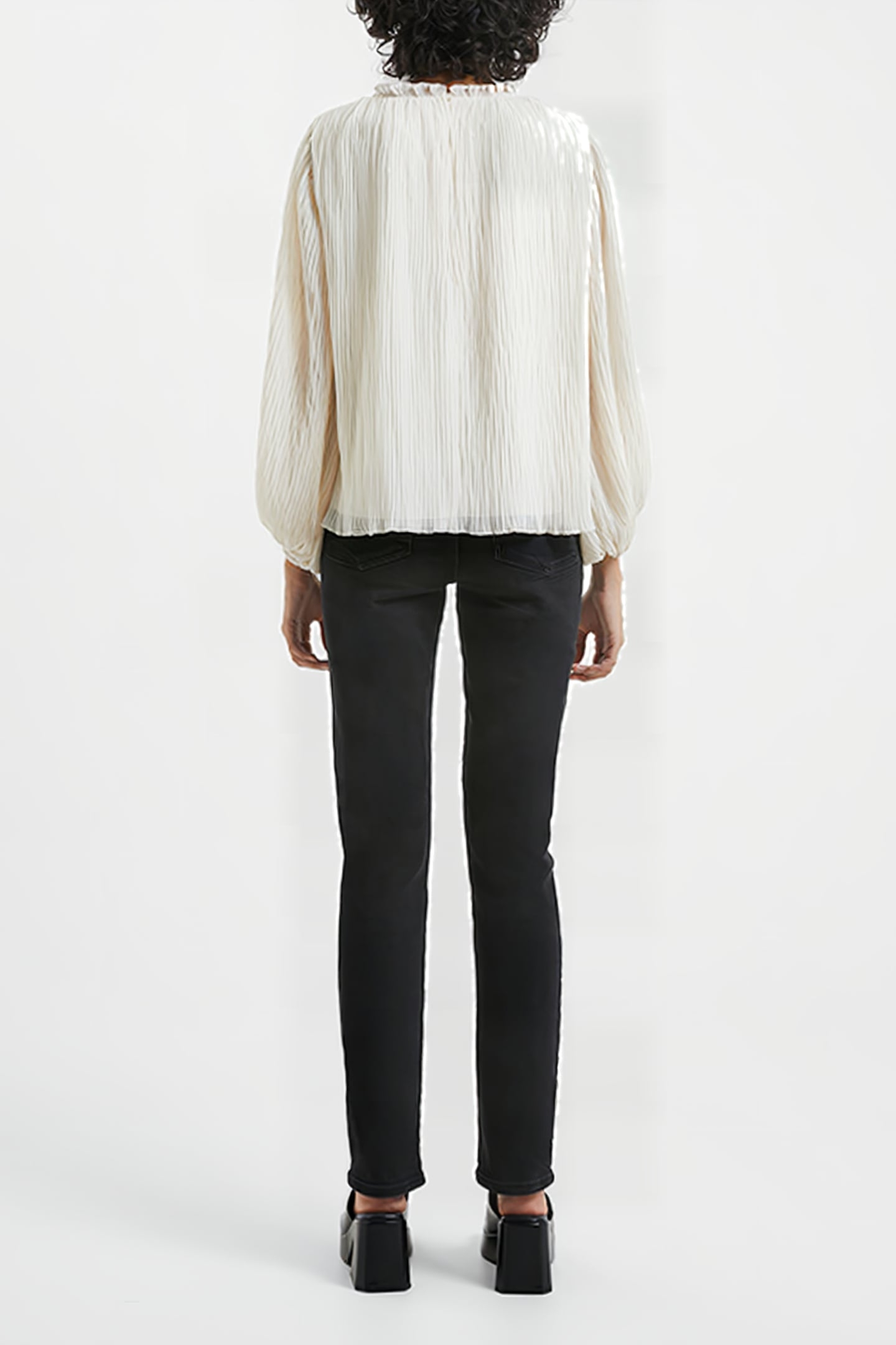 CALLIE LUREX PLEATED TOP BROWN 2