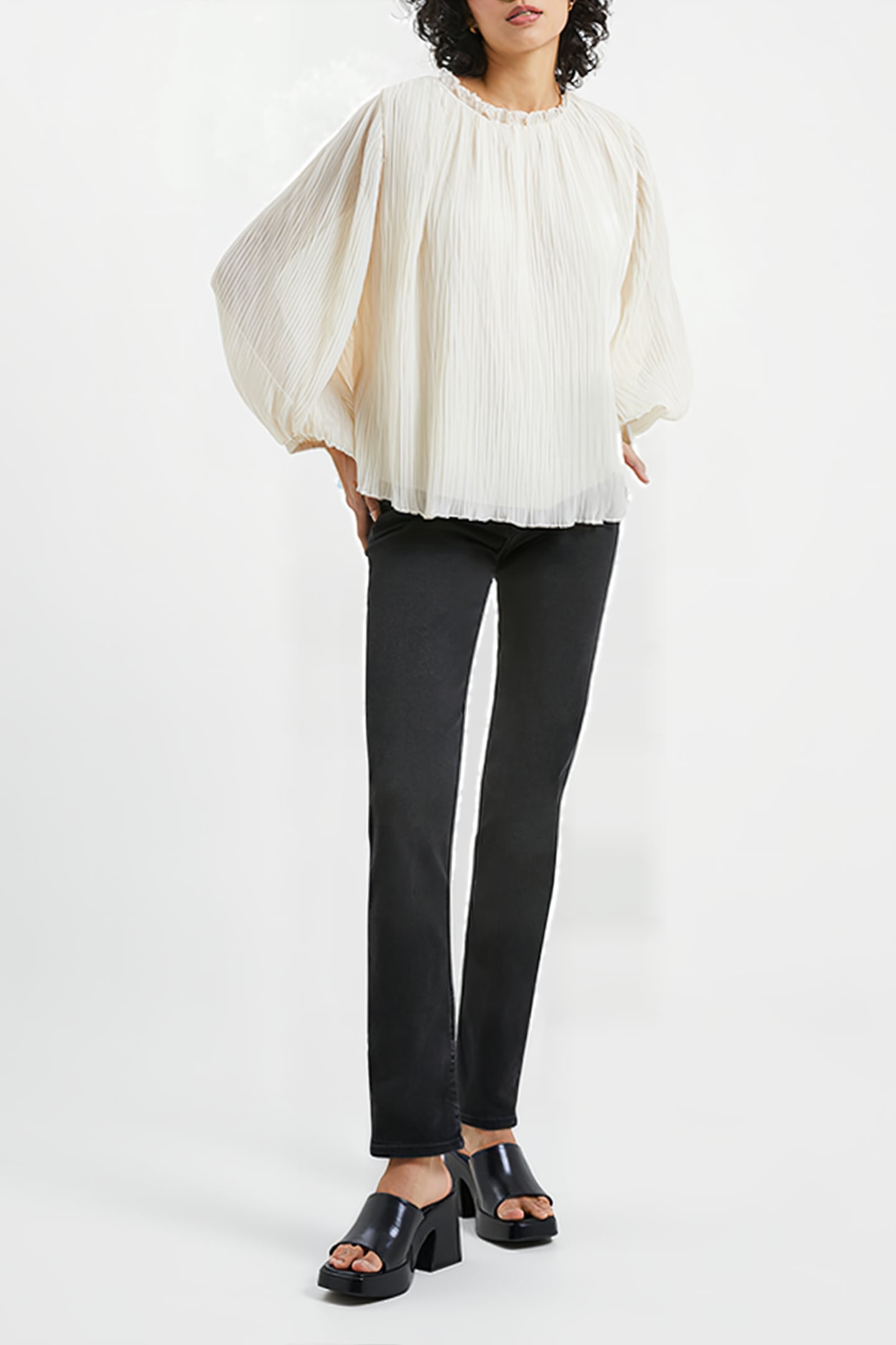 CALLIE LUREX PLEATED TOP BROWN 1