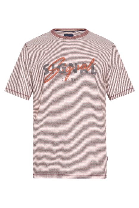 LUKESI PRINT STRIPE TEE TANDOORIRED 4