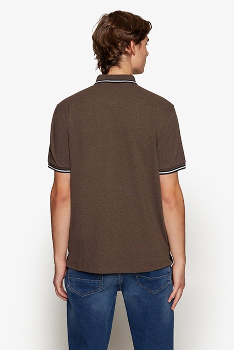 LUCASSI BADGE POLO CHOCOLAT BROWN MELANGE 2