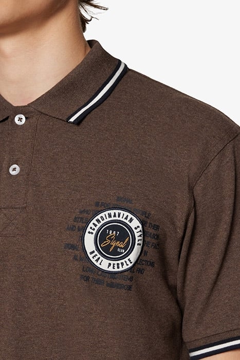 LUCASSI BADGE POLO CHOCOLAT BROWN MELANGE 6