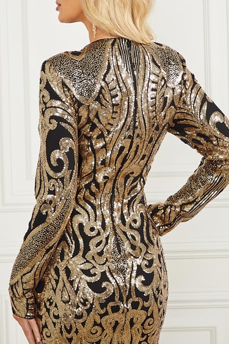 ISLA SEQUIN DRESS BLACK GOLD 7