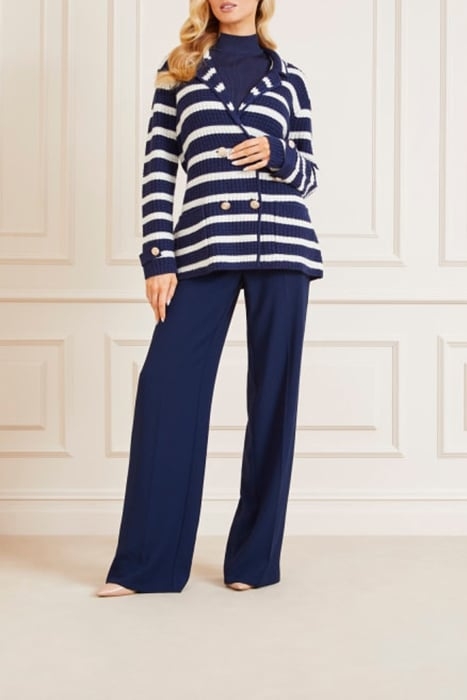 GAIA SWEATER WAFFLE BLUE AND WHITE CARDIGAN STRIP 5