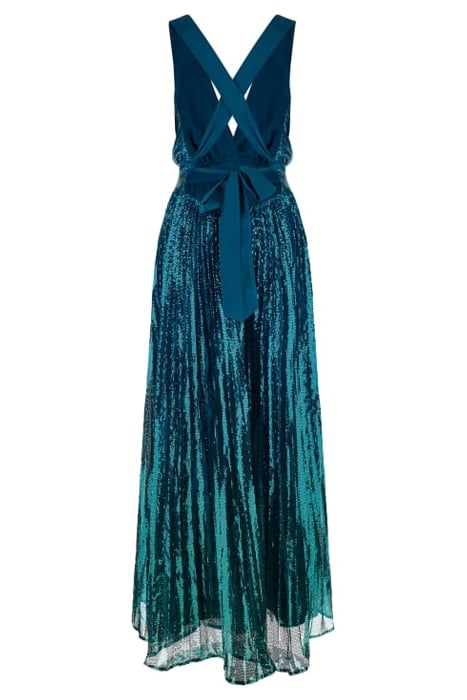 BRYCE PLEATED DRESS ORNATE TEAL MULTI 4