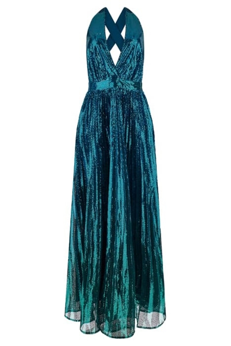 BRYCE PLEATED DRESS ORNATE TEAL MULTI 3