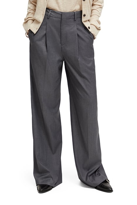 ROSE - PLEATED HIGH RISE WIDE LEG PANTS CHARCOAL MELANGE 1