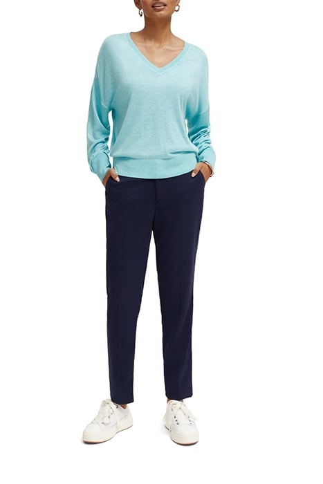 RELAXED V-NECK PULLOVER TOPAZ MELANGE 3