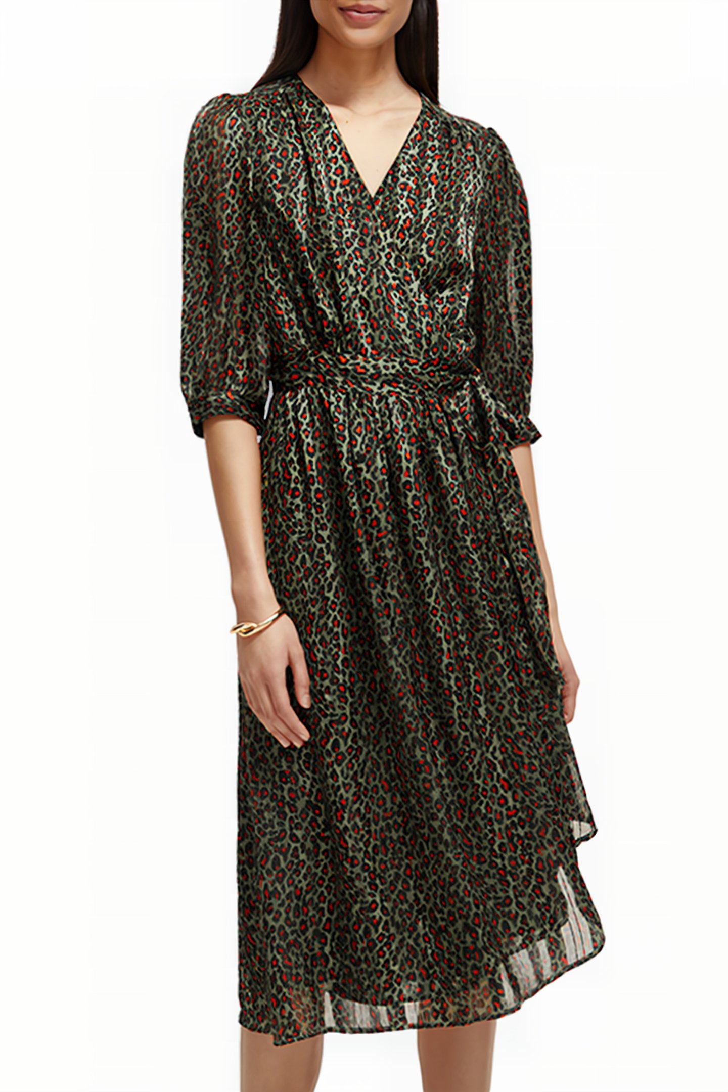 ASYMMETRIC WRAP DRESS CREATURES OF THE NIGHT FIELD GREEN 1