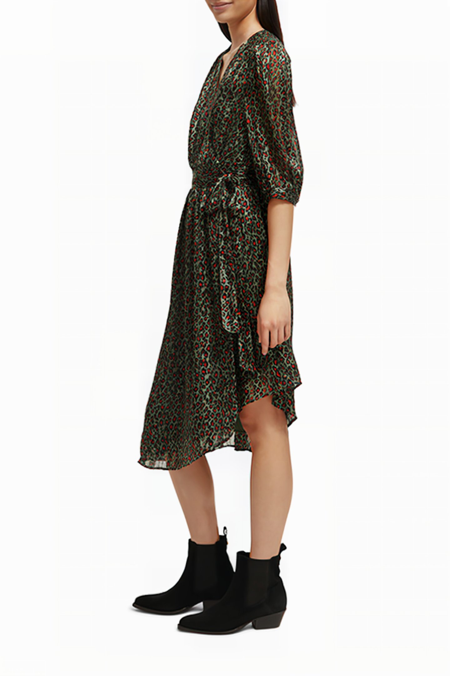 ASYMMETRIC WRAP DRESS CREATURES OF THE NIGHT FIELD GREEN 6