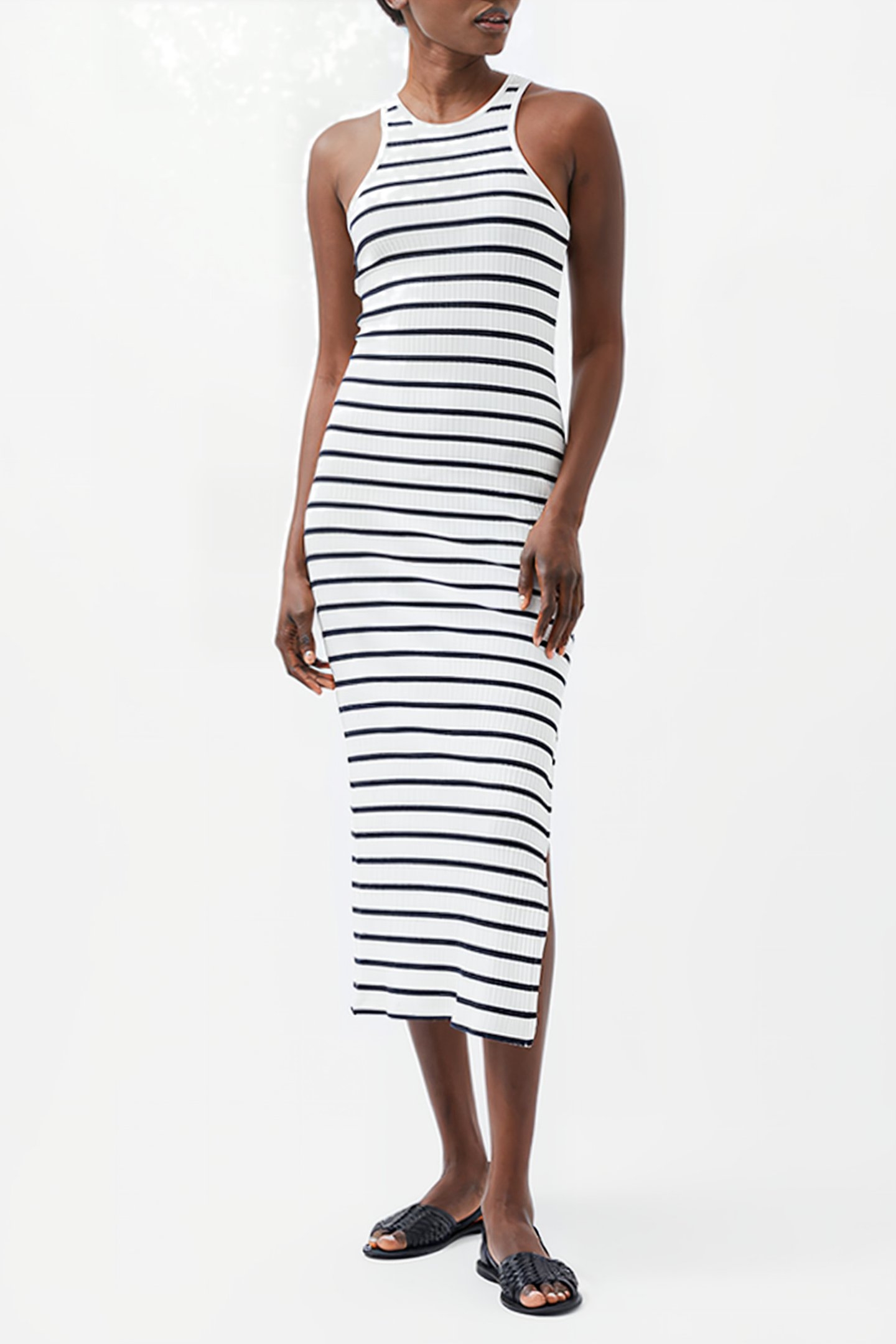 TOMMY RIB STRIPE RACER BK DRES WHITE 1