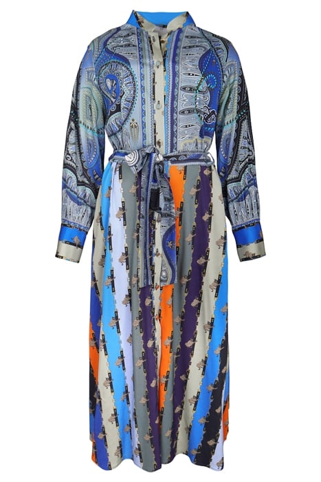 DRESS LOUVAIN LONG BLUE WITH BELTS AND PAISLEY 3