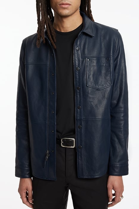 SNAP/ZIP SHIRT LEATHER JACKET INK BLUE 1