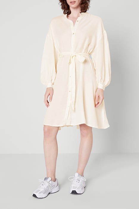 MAO COLLAR MIDI SHIRT DRESS ECRU 3