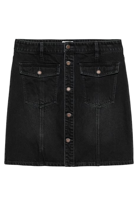 BUTTON UP DENIM SHORT SKIRT WASHED BLACK 4