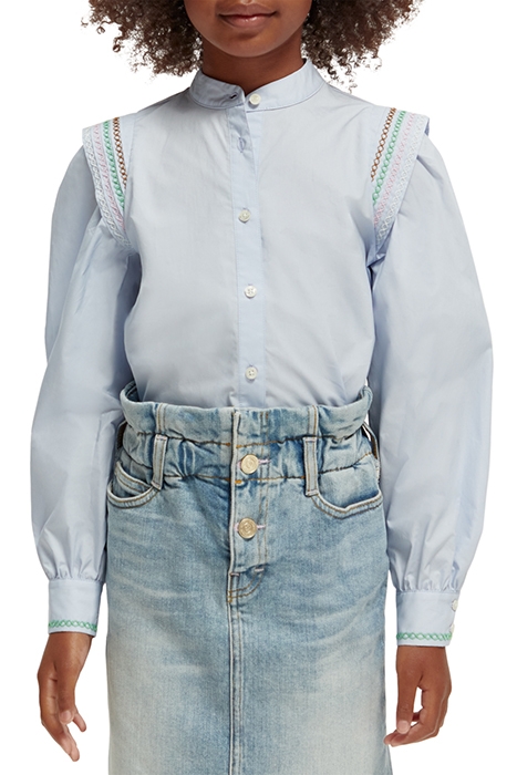 GIRLS LONG-SLEEVED COLOURFUL STITCHING DETAIL TOP PERIWINKLE 1