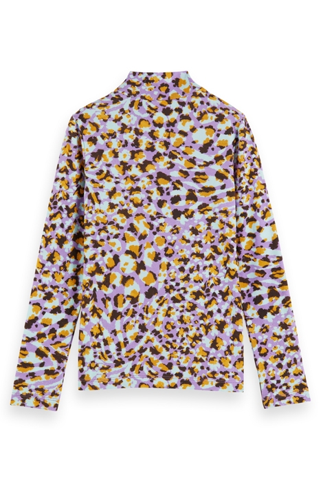 GIRLS ALL-OVER PRINTED HIGH-NECK FITTED T-SHIRT FLORAL LEOPA 4