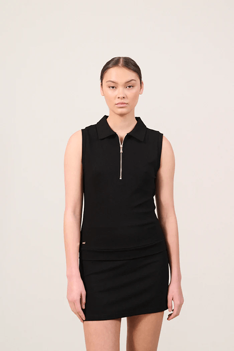 FOREST ESSENTIEL SLEEVELESS POLO BLACK 1