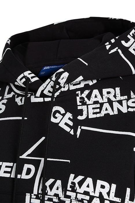 KLJ RELAXED CROPPED HOODIE BLACK WHITE 3