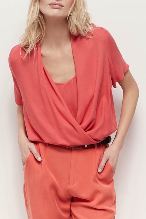 COREY - HIBISCUS LENZING™ ECOVERO™ WRAP TOP 1